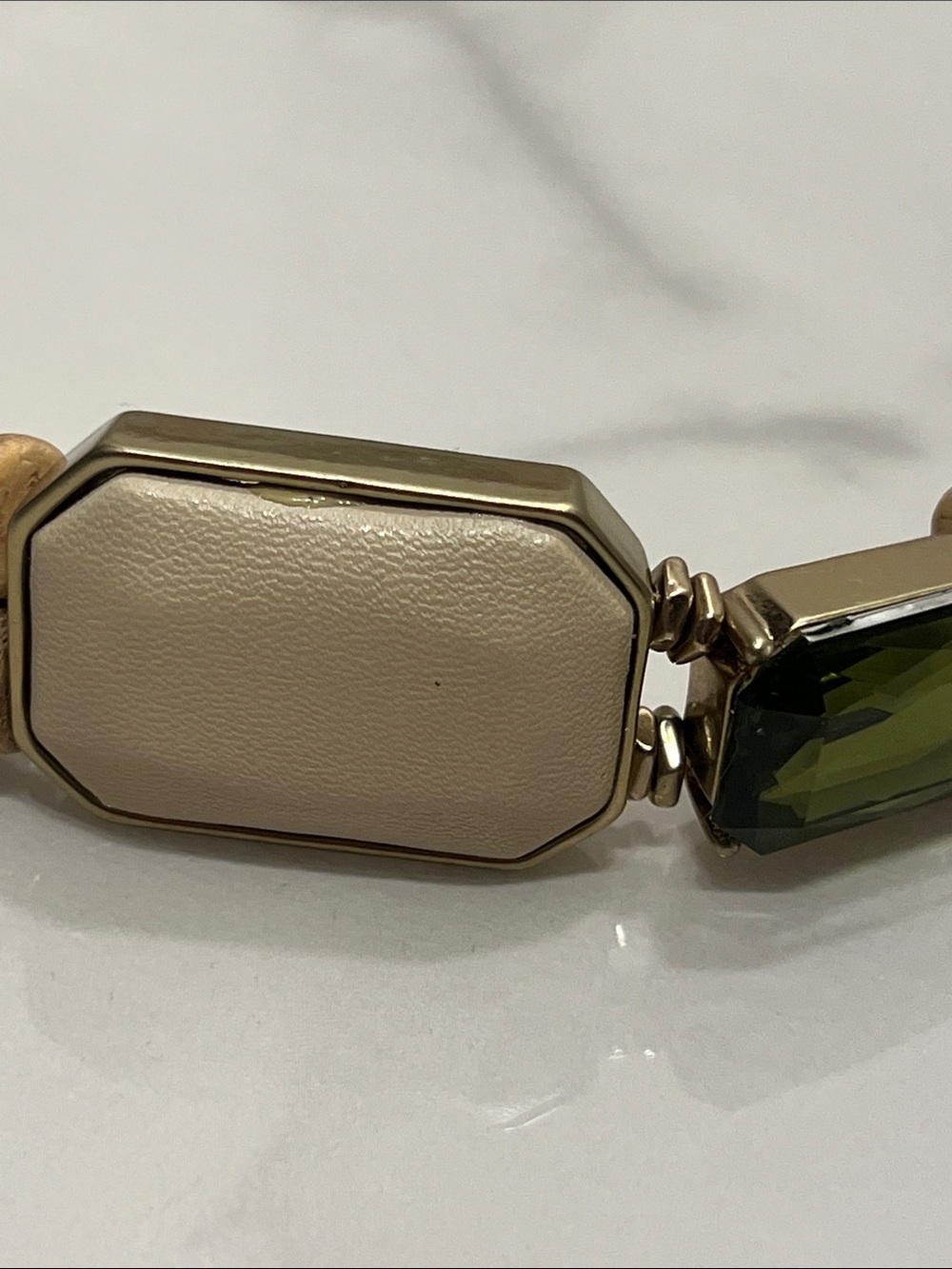 Kenneth Cole Beige and Olive Green Beaded Bracelet - Picture 2 of 5